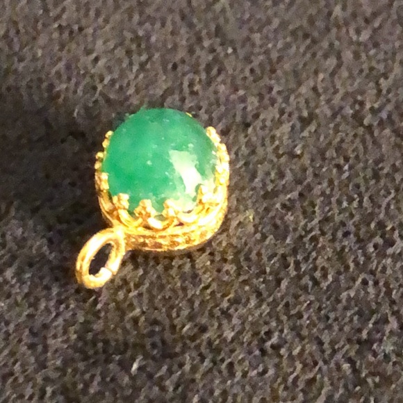 Emerald Crown Pendant/Gold Plated Sterling Silver / Raw Faceted Emerald NWT - Picture 5 of 7